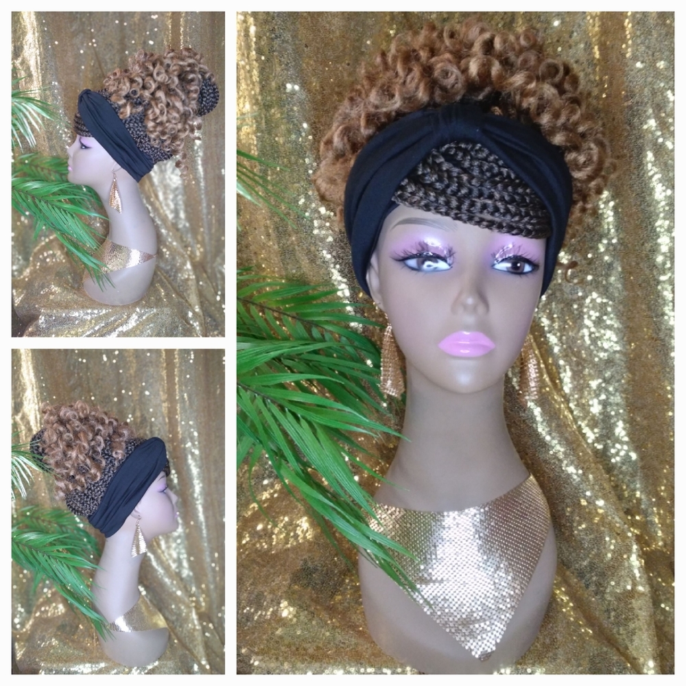 Headband Wig Goddess Box Braid Curly End Ponytail Wigs Updo Wigs for Black Women